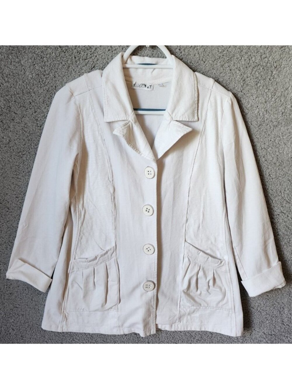 Habitat Clothes to Live In Long Sleeve Collared Jacket Cotton Blend White Sz XS